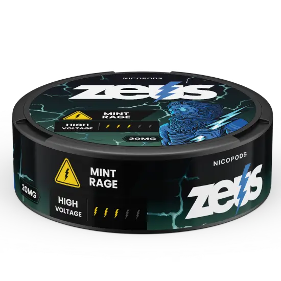 Zeus Mint Rage Strong Widok produktu – Aroma mięty, Silne, 20 torebek/puszka