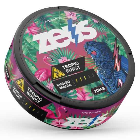 Zeus Tropic Burst Strong Dose Tył – Aromat owoców tropikalnych, Mocny, 20 torebek/opakowanie