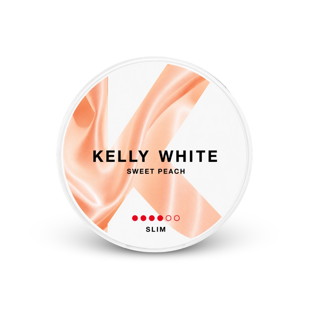Kelly White Sweet Peach Slim Strong – puszka woreczków nikotynowych