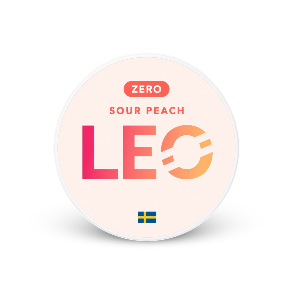 LEO Sour Peach Zero – puszka woreczków nikotynowych