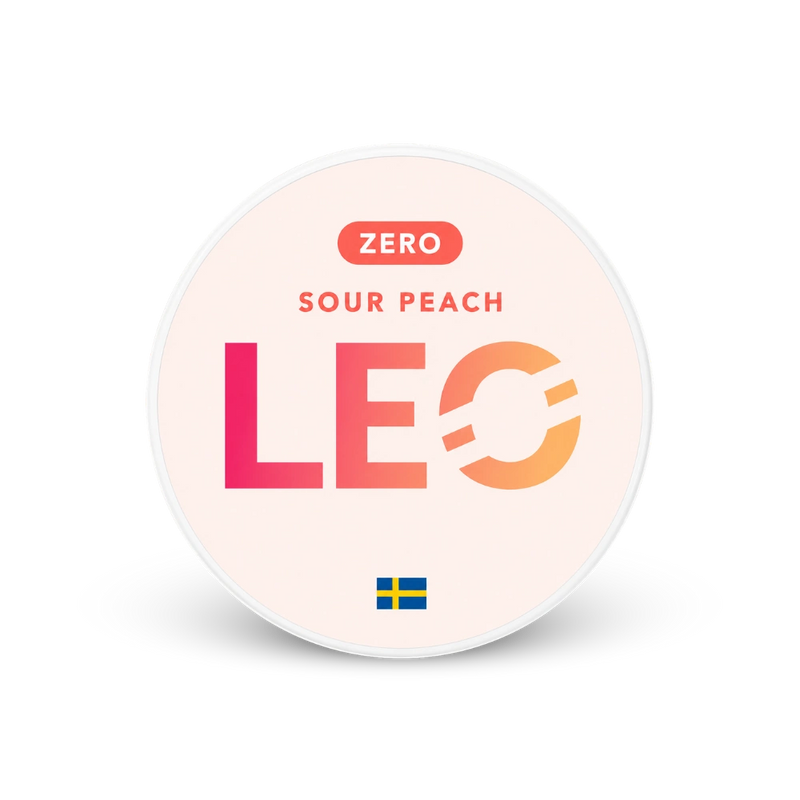 LEO Sour Peach Zero – puszka woreczków nikotynowych