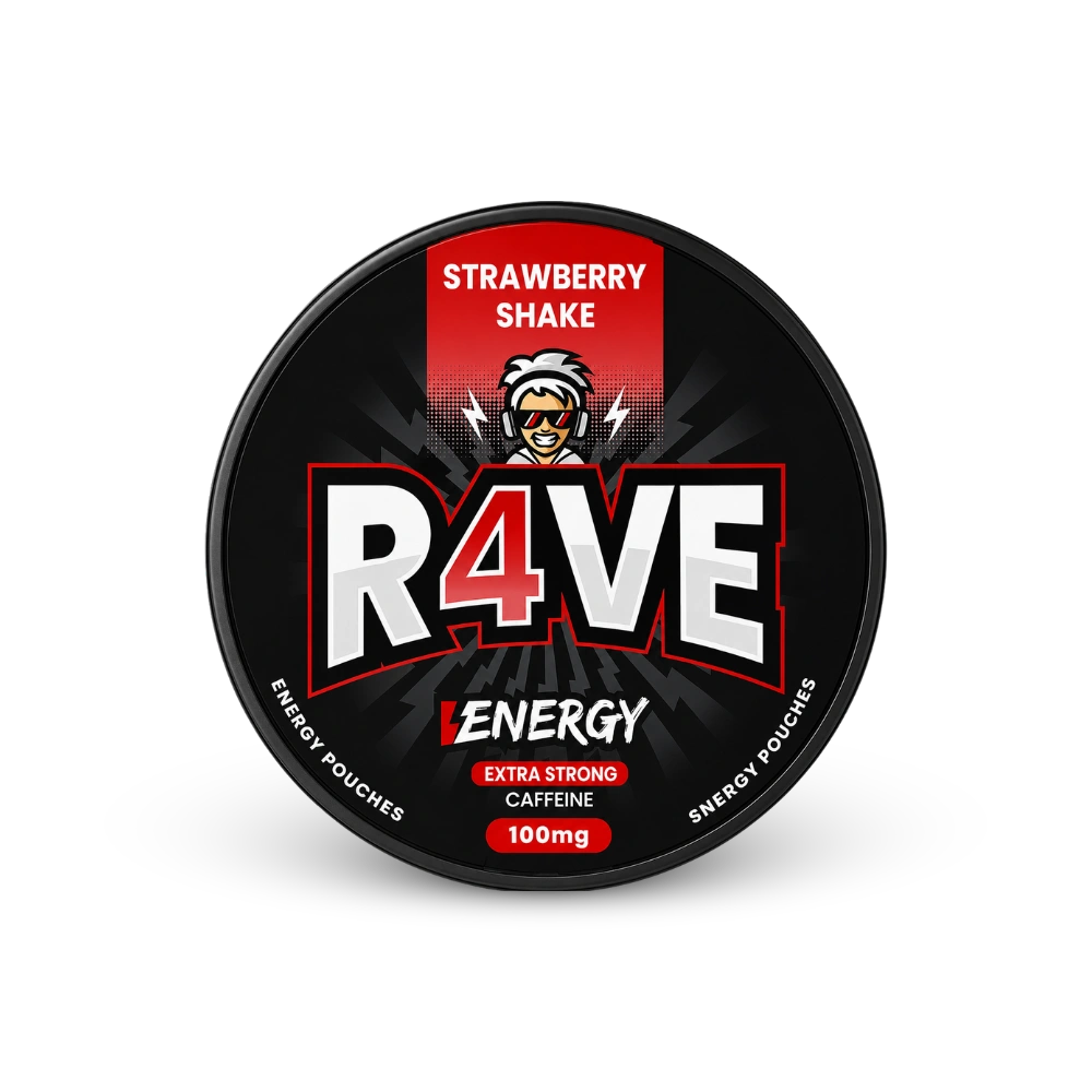 RAVE Energy Strawberry Shake 100mg – puszka woreczków nikotynowych