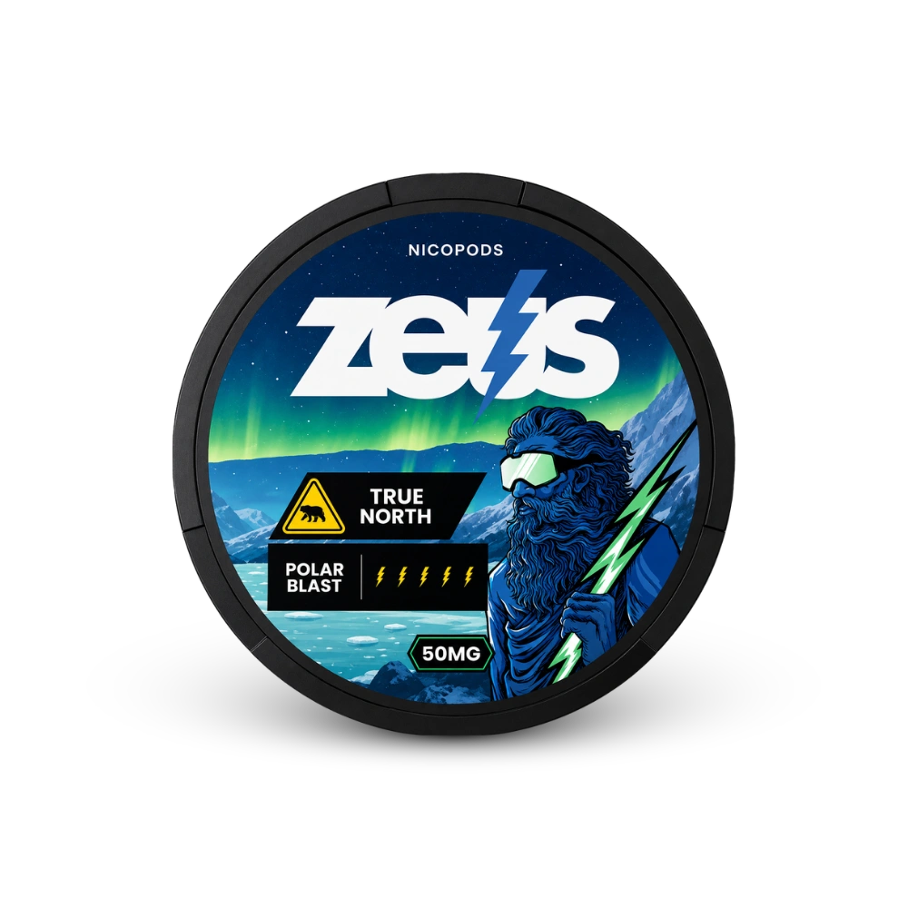 Zeus True North Extra Strong – aromat mięty, extra mocny, 20 woreczków/puszka