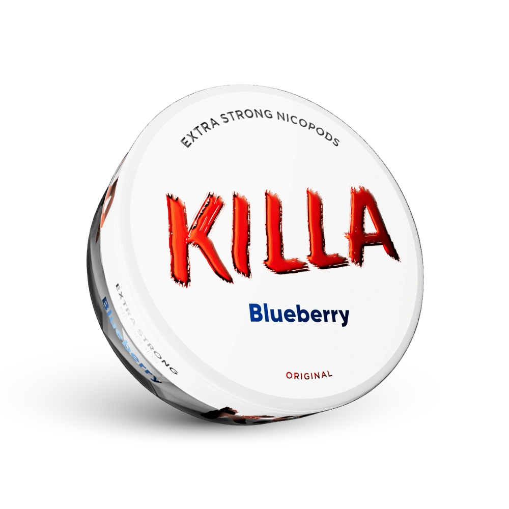 Killa Blueberry Extra Strong Nicotine Pouches, smak borówki, format oryginalny, zawartość nikotyny 16mg