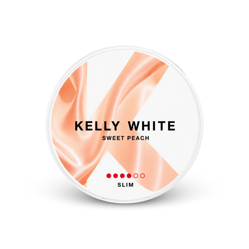 Kelly White Sweet Peach Slim Strong – puszka woreczków nikotynowych