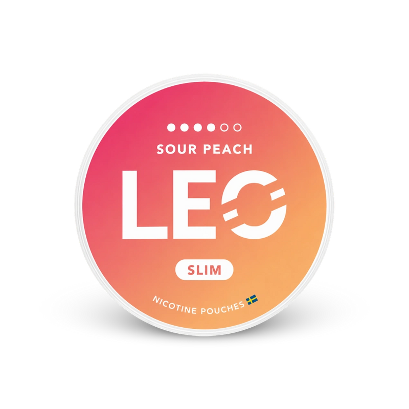 LEO Sour Peach Strong – puszka woreczków nikotynowych
