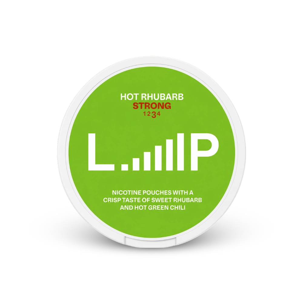 Loop Hot Rhubarb Strong – puszka woreczków nikotynowych