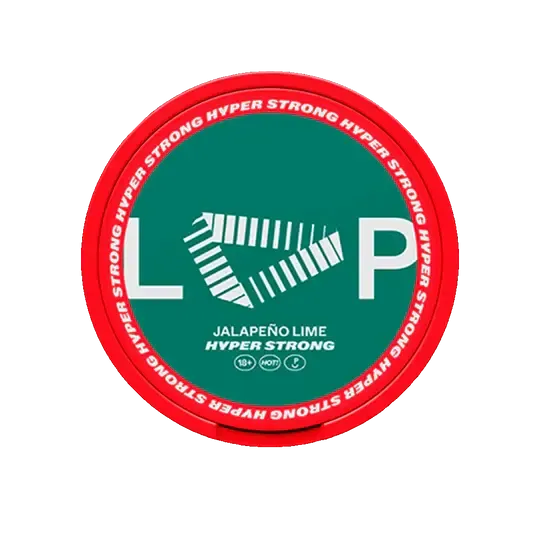 Loop Jalapeno Lime Hyper Strong Nicotine Pouches Porcja z czerwoną pokrywką i zielonym designem