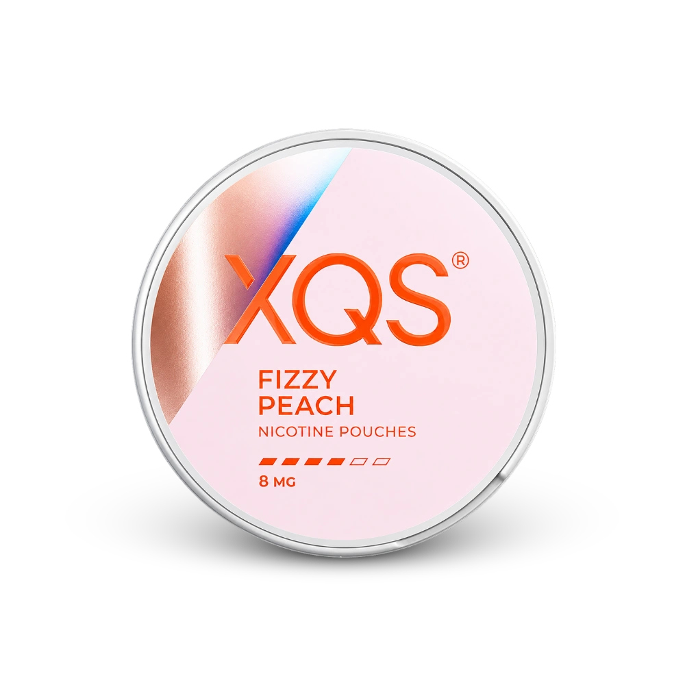 XQS Fizzy Peach Slim Strong – puszka woreczków nikotynowych