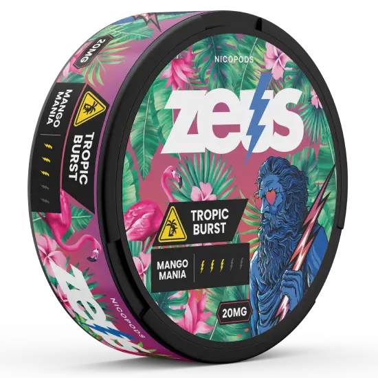 Zeus Tropic Burst Strong Pouch Szczegóły – Aroma tropikalnych owoców, Mocne, 20 Saszetek/Puszka