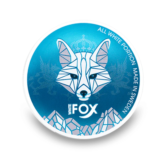 White Fox All White Portion Slim Saszetki nikotynowe w niebieskim opakowaniu z logo Lisa